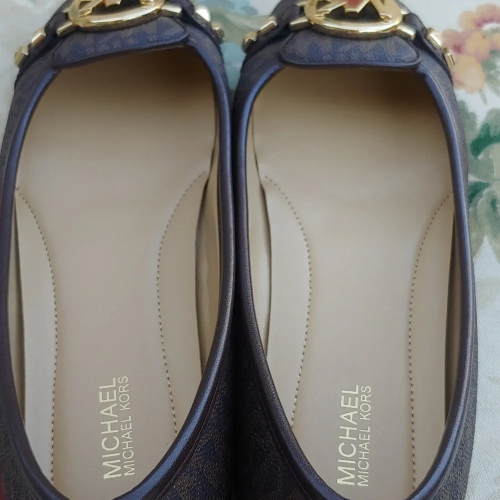 Michael Kors Fulton Studded Mocassin Flats in Brown with MK Logo Women's 7.5 - Picture 9 of 17